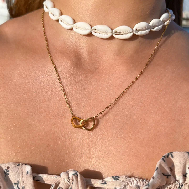 Eternal Rose Gift Set – Double Heart Engraved Necklace