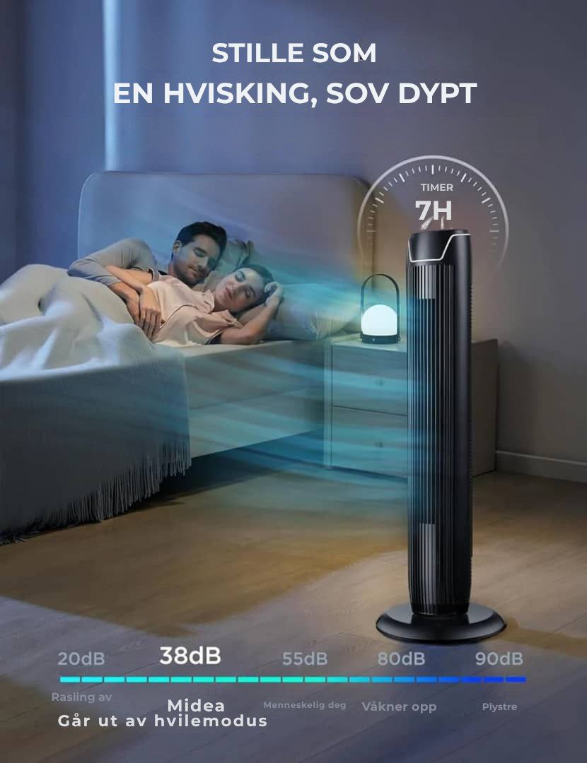 Midea - Smal søylevifte med fjernkontroll